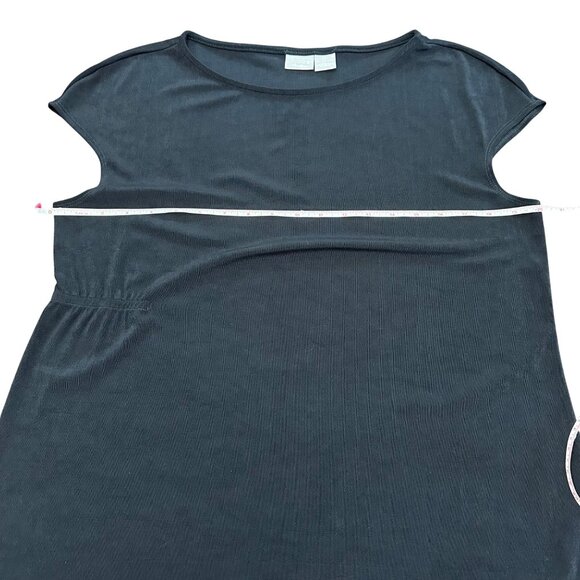 Chico's Shirt Size 2 P NWT Travelers Black Acetate Top Rushing PT Short Sleeve - Picture 9 of 16